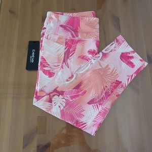 Bebe Sports  Pink/Orange Left Print Leggings  Size L